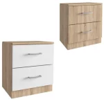 Mobile comodino 45x34xH47 cm con 2 cassetti disponibile rovere o bicolor bianco-rovere CMP110