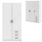 Mobile armadio disponibile in due misure bianco con 3 cassetti e 2 o 3 ante a battente CMP112