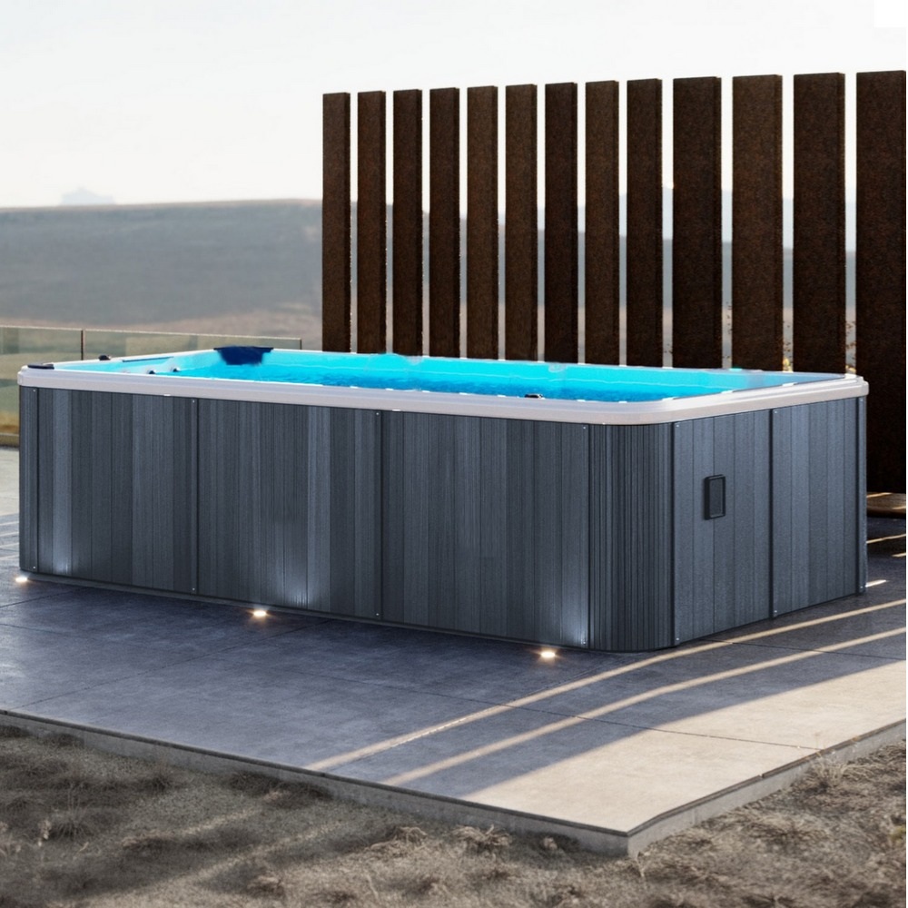 1 Minispa idromassaggio 450x225 cm 40 getti led cromoterapia riscaldatore ozonoterapia nuoto controcorrente MI079