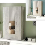 Mobile armadio da 121x54xH200 cm in due colorazioni con 2 ante 2 cassetti e un'anta a specchio CMP114