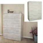Arredo cassettiera da 80x45xH111 cm in due colori completa di 5 cassetti CMP116