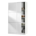 Mobile armadio bianco lucido da 120x50xH200 cm con 2 ante scorrevoli e ripiani interni CMP120