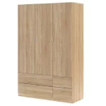 Mobile armadio da 135x52xH200 cm rovere con 3 ante e 4 cassetti CMP121