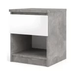 Mobile comodino da 40x40xH50 cm grigio cemento con un cassetto bianco CMP124