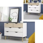 Mobile cassettiera da 99x39 cm con 4 o 5 cassetti arredo bicolor bianco-rovere CMP127