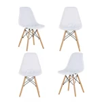 Sedia bianca con scocca in polipropilene e gambe realizzate in legno SD006