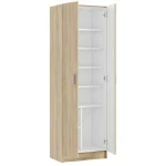 Mobile armadio multiuso color rovere da 59x37xH180 cm completo di 2 ante e 5 ripiani CMP137
