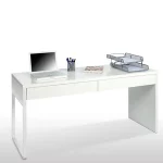 Scrivania porta computer da 138x50 cm colore bianco lucido completa di  2 cassetti SCV0014