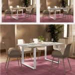 Tavolo da pranzo disponibile da 160x80 o 180x90 o 200x100 cm struttura realizzata in metallo bianco top in legno a scelta tra 7 colorazioni TV024