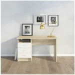 Mobile scrivania da 120x48xH72 cm rovere completa di 3 cassetti bianchi e un vano a giorno SCV0016