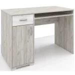 Scrivania da 120x60 di colore rovere grigio  cm con ripiano scorrevole, anta e cassetto SCV0018