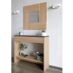 Arredo da ingresso colore rovere con top ossido da 92x33 cm completo di specchiera CMP141