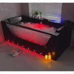 Vasca da bagno da 170x80 cm con finitura nera con 30 idrogetti doppia pompa riscaldatore e bluetooth VA148