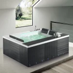 Vasca da bagno da 190x150 cm per 4 persone con 50 idrogetti doppia cascata led e bluetooth VA153