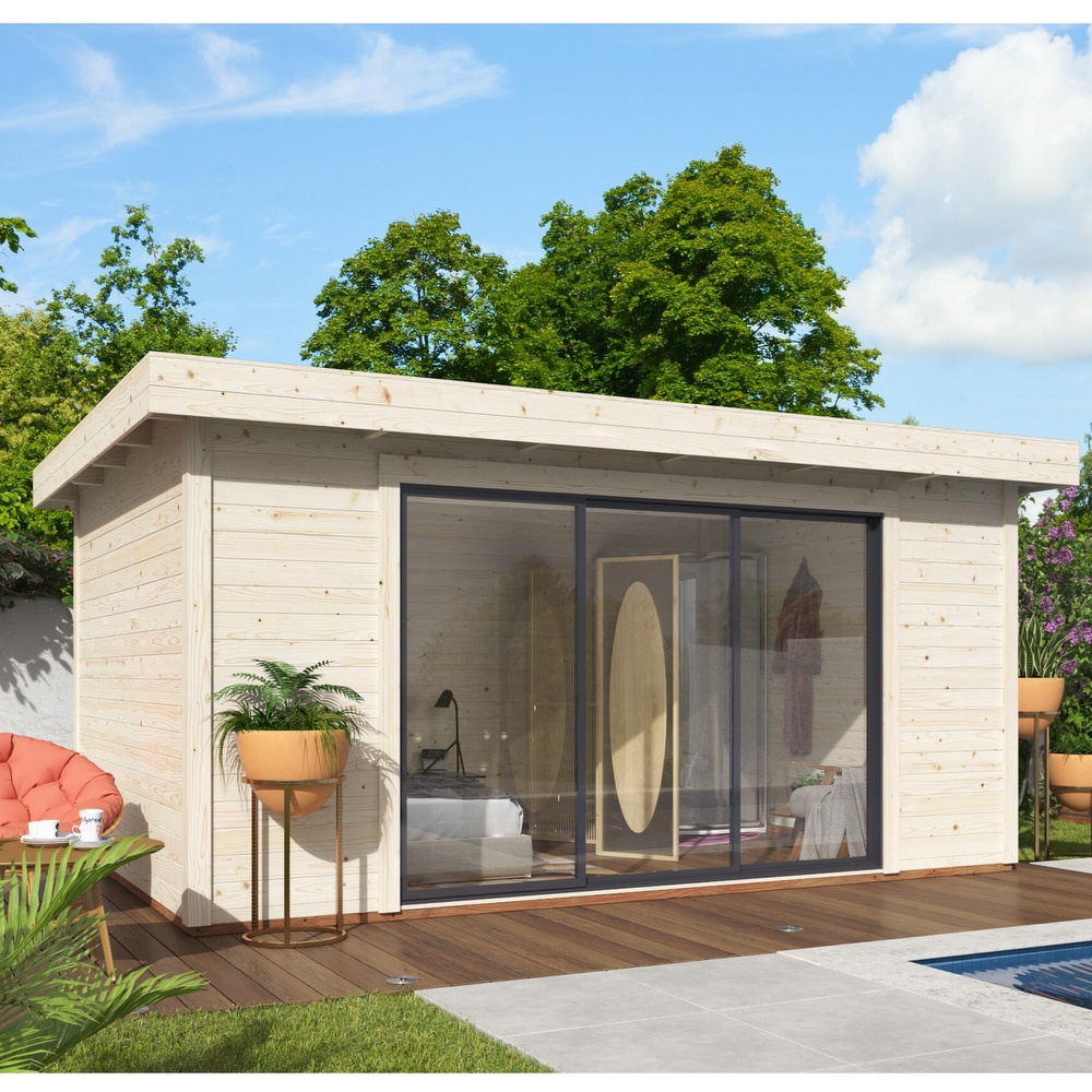 1 Casetta in legno di abete da esterno 450x330 cm disponibile con o senza pavimento CL057