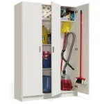 Mobile armadio slim da 108x37xH180 cm 3 ante completo di ripiani e vano porta scope CMP148