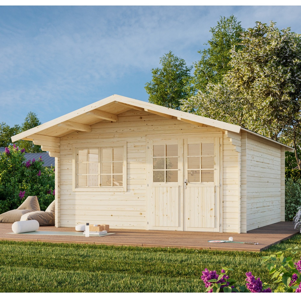 1 Casetta da esterno in legno con porta e finestra 446x446 cm disponibile anche con pavimento CL061