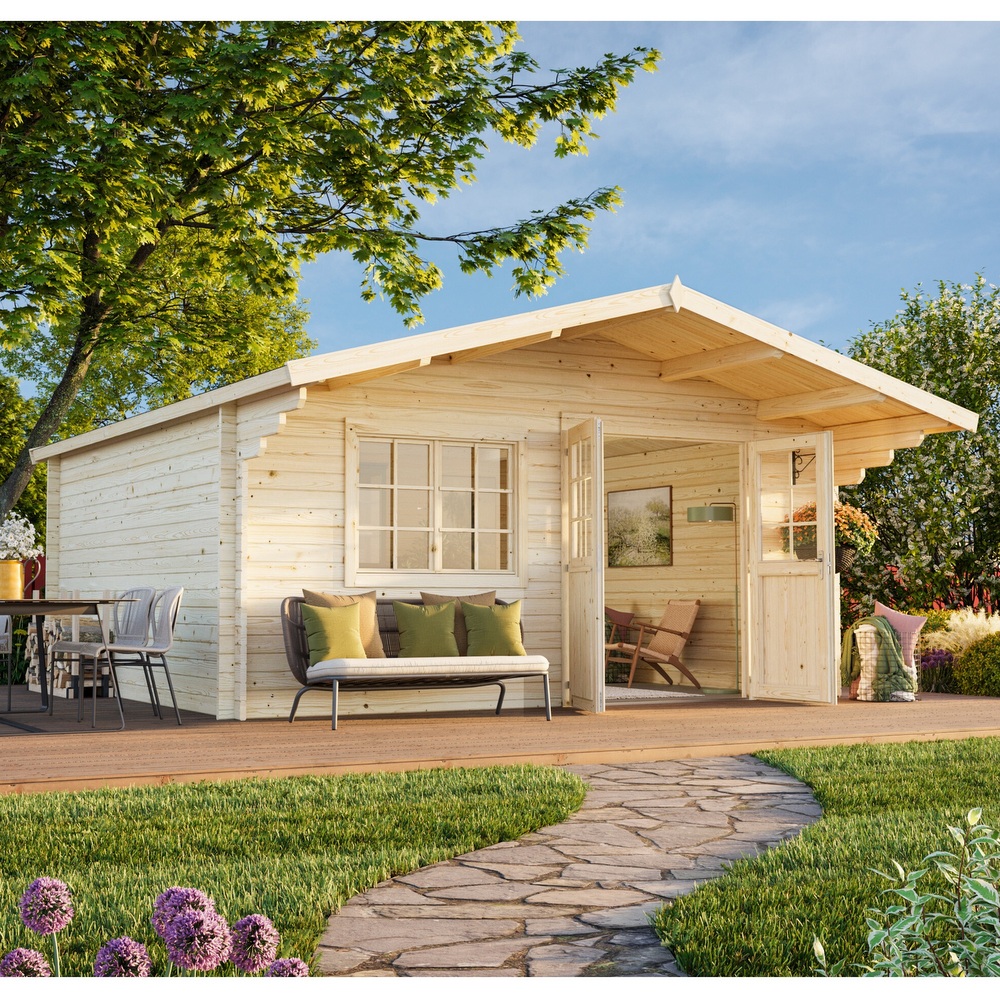 1 Casetta da esterno in legno con finestra e porta 500x445 cm disponibile anche con pavimento CL062