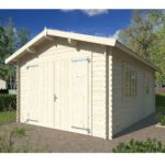 Wooden outdoor garage shed 350x520 cm with door, window and side door CL063