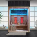 Sauna combinata finlandese-infrarossi da 170x120 cm completa di bluetooth, stufa e irradianti full spectrum SA097