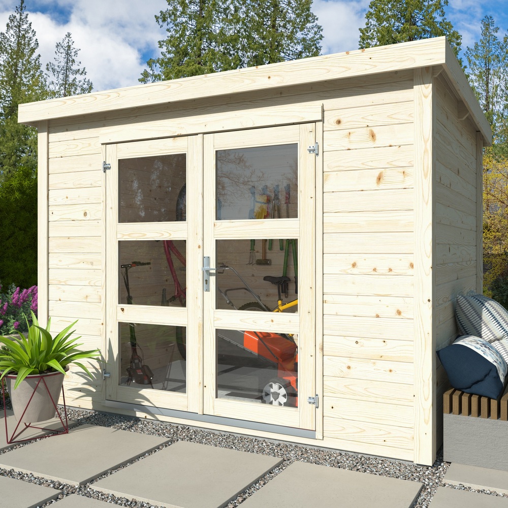 1 Casetta rettangolare da esterno 280x184 cm in legno disponibile con o senza pavimento CL068