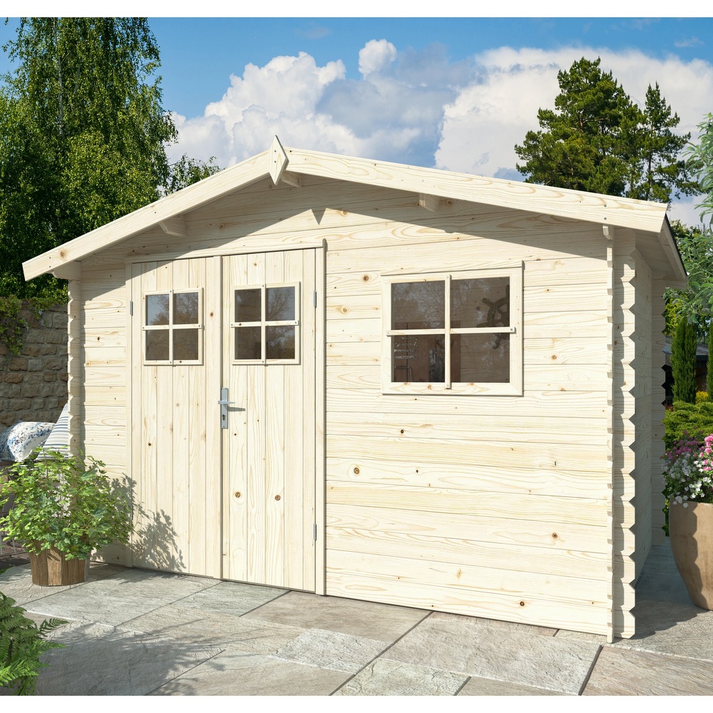1 Casetta in legno da esterno 320x205 cm con porta e finestra disponibile anche con pavimento CL069