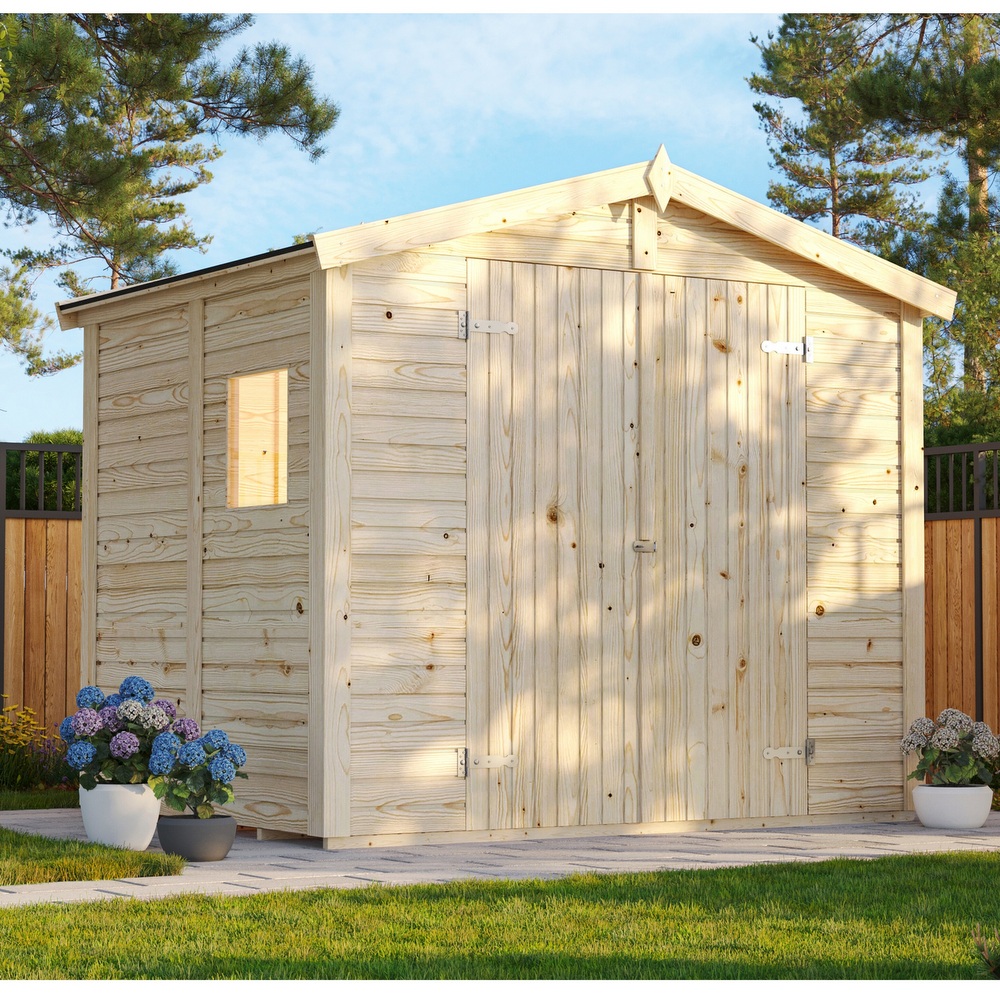1 Outdoor wooden house 243x190 cm with floor, double door and window CL070