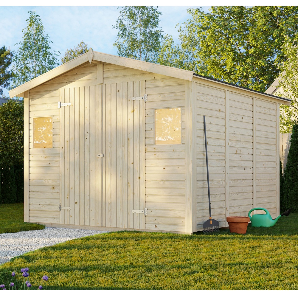 1 Wooden outdoor shed 273x280 cm with floor, double door and 2 windows CL071