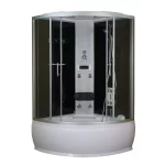 Box doccia idromassaggio da 120x120 cm semicircolare completa di vasca, bagno turco e Led CA103