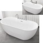 Vasca freestanding da 170x75 cm bianca completa di rubinetteria disponibile cromata o nera VA156