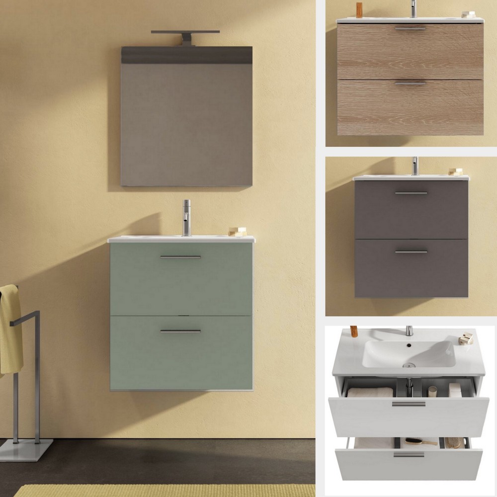 1 Dolly suspended bathroom furniture in 5 colors, 60 or 80 cm, with drawers