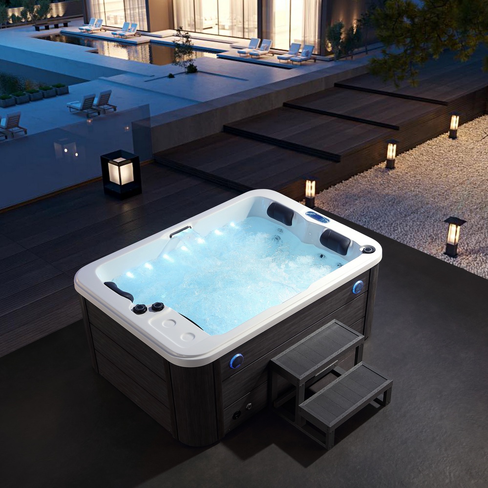 1 Rectangular hydromassage mini spa 180x130 cm fully equipped 4 seats 50 jets MI082