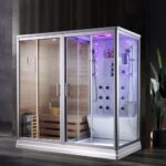 Cabina box idromassaggio 220x120 cm con sauna finlandese cromoterapia bluetooth CA109
