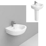 Lavabo modello "Dolomite" in due dimensioni realizzato in ceramica sospeso o con colonna