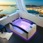 Vasca idromassaggio 50 getti 187x120 cm cromoterapia riscaldatore e bluetooth VA169