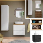 Arredo bagno modello "Anouk" disponibile in 2 dimensioni e in 9 finiture con 2 cassetti e specchiera