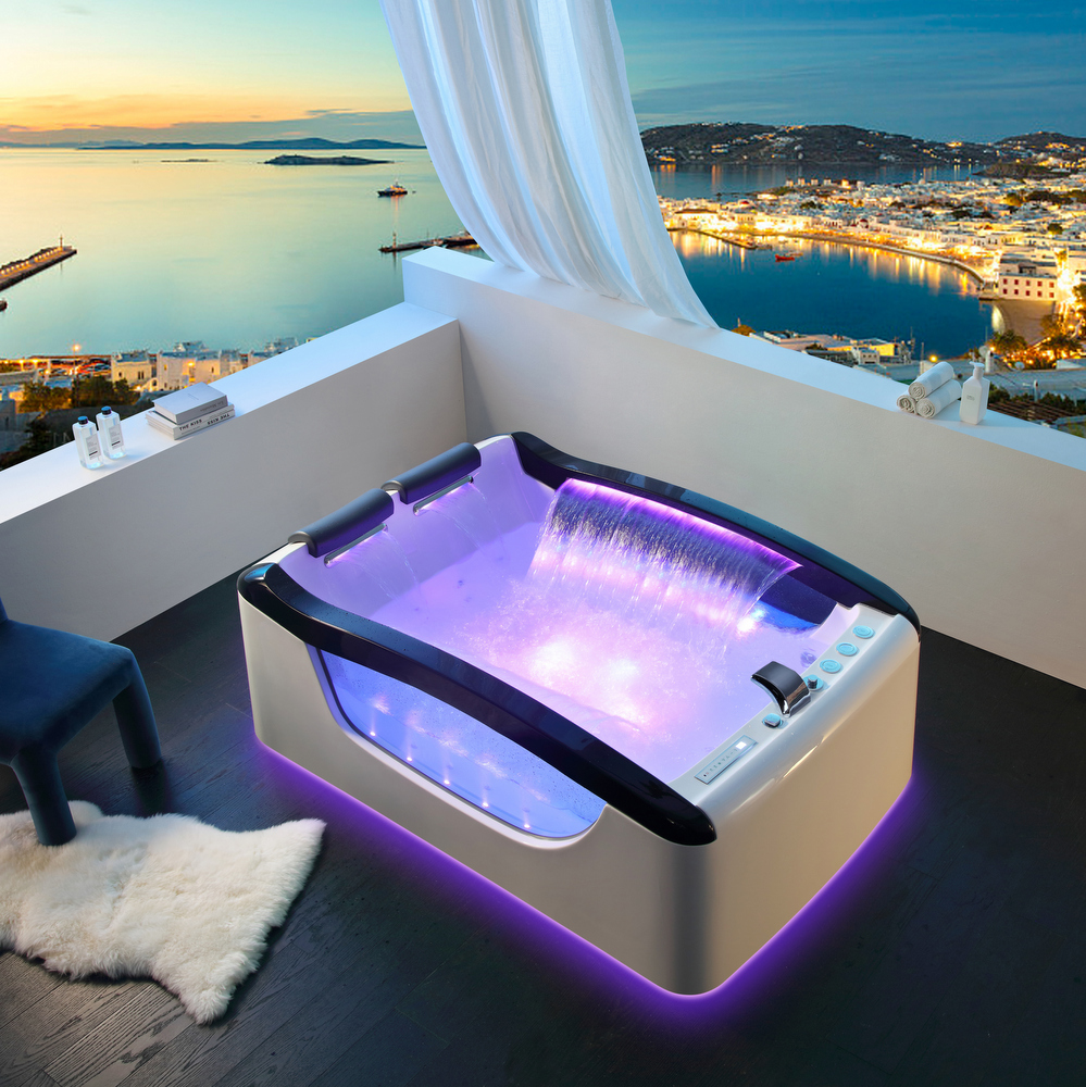 1 Whirlpool tub 187 x 120 cm 50-jet chromotherapy heater and Bluetooth VA169
