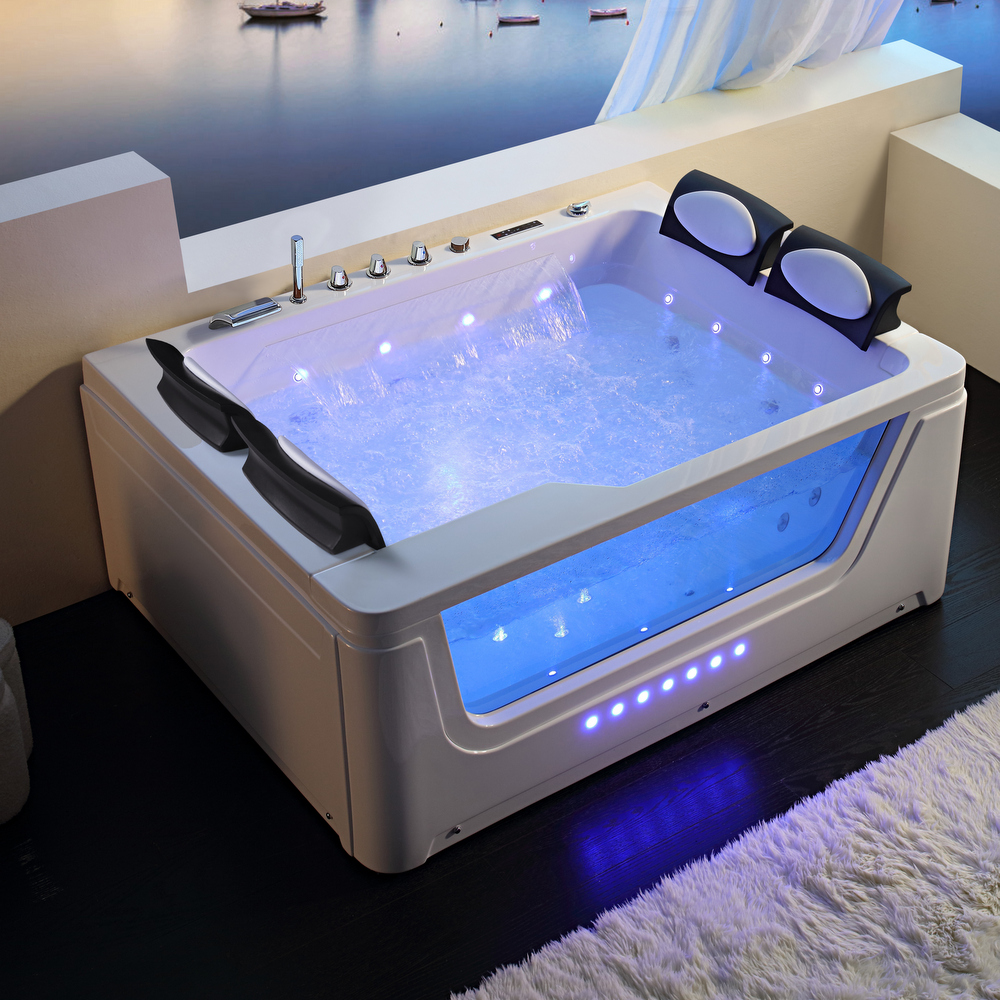 1 Whirlpool tub 51-jet 170x130 cm 4-seater with LED waterfall, chromotherapy and heater VA170