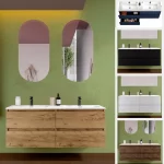 Arredo bagno modello "Luke" con doppio lavandino in diverse misure e colori specchiera compresa