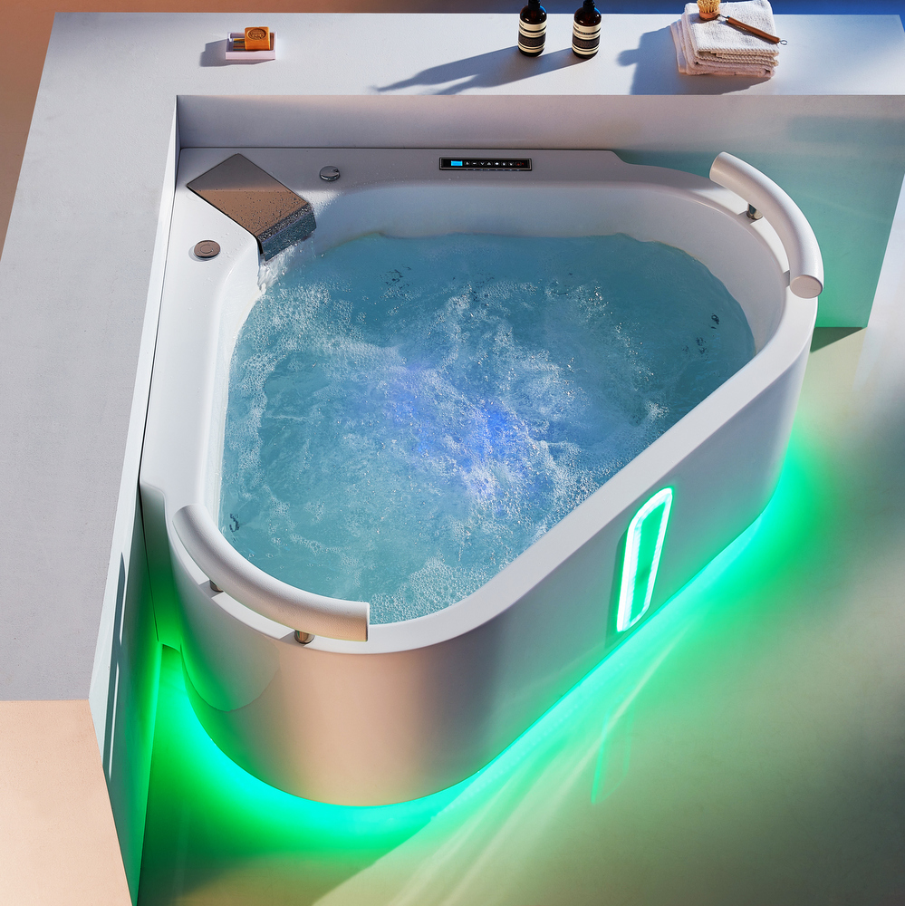 1 Whirlpool tub 140x140 cm corner with 43 jets, chromotherapy and ozone therapy VA171