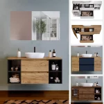 Arredo bagno modello "Tiger2" da 120 cm con cassetti centrali e vani o ante o toletta 6 finiture