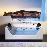 Vasca idromassaggio 36 getti 170x80 cm con cascata intagliata Led riscaldatore e bluetooth VA175