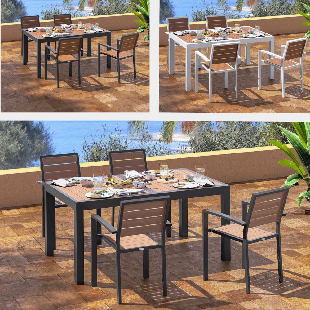 1 Arredo da esterno tavolo allungabile 160-240 cm in 3 colori 4 sedie incluse TV052