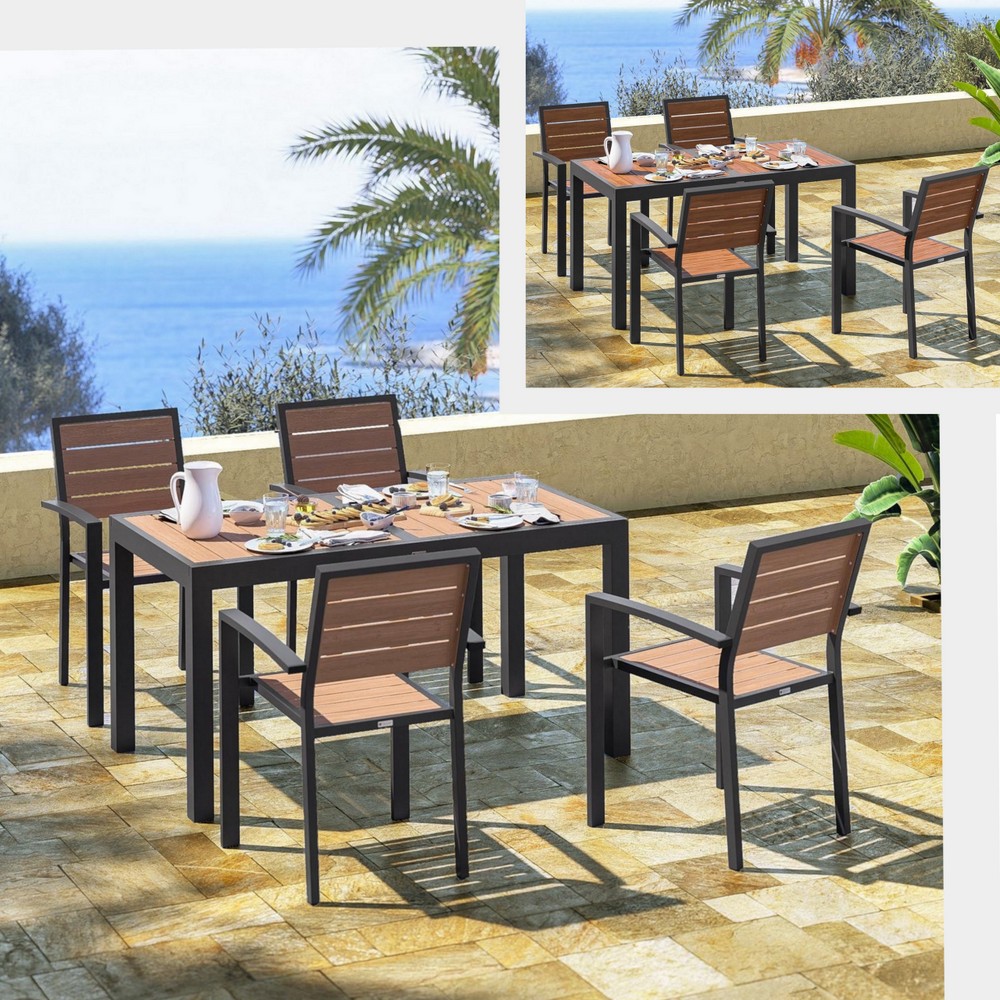 1 Outdoor furniture extendable table 140/210 cm with 4 chairs included available in 2 colours TV054