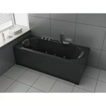 Vasca da bagno nera 170x77 cm completa di 28 idrogetti, bluetooth e riscaldatore VA165