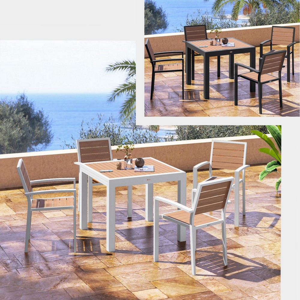 1 Outdoor furniture extendable table 90/180 cm with 4 chairs in 2 colors TV055