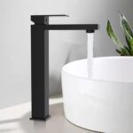 High neck mixer tap for basin in black color RB158