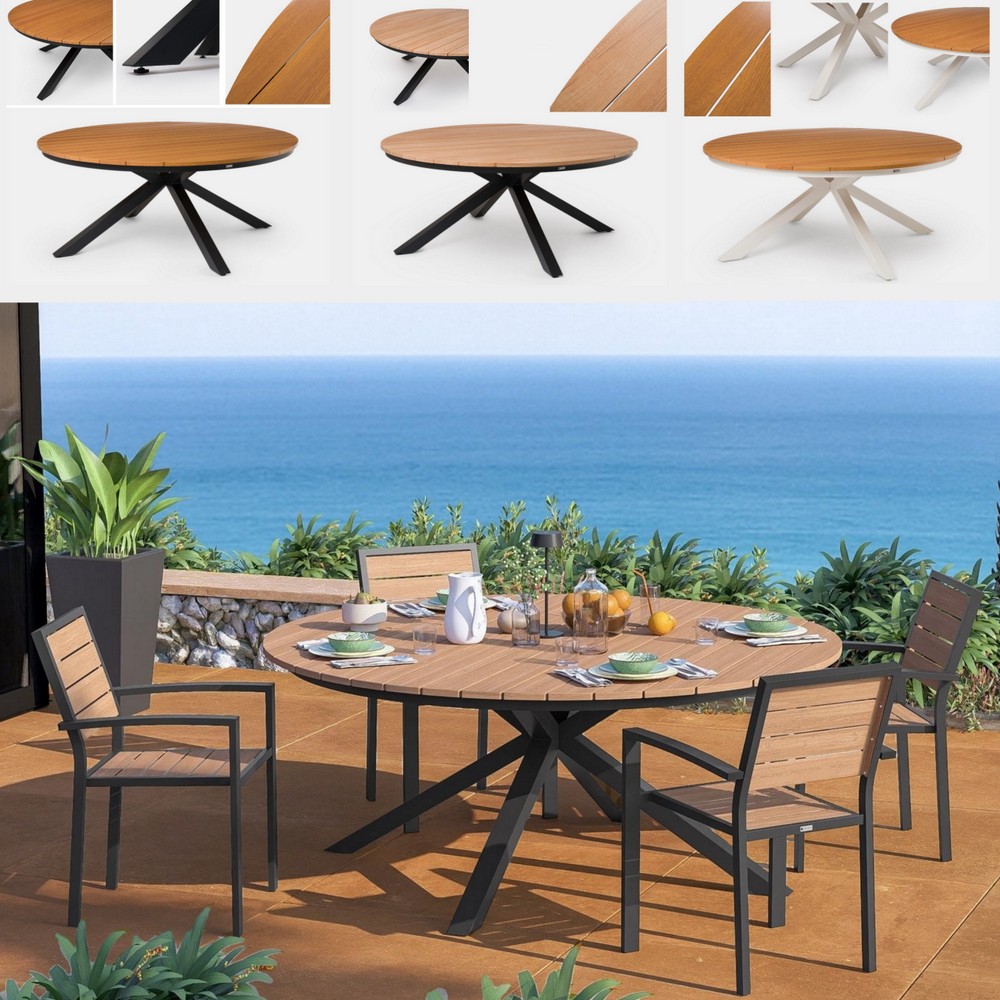 1 Outdoor furniture, 180 cm round table with 4 chairs, available in 3 colours TV057