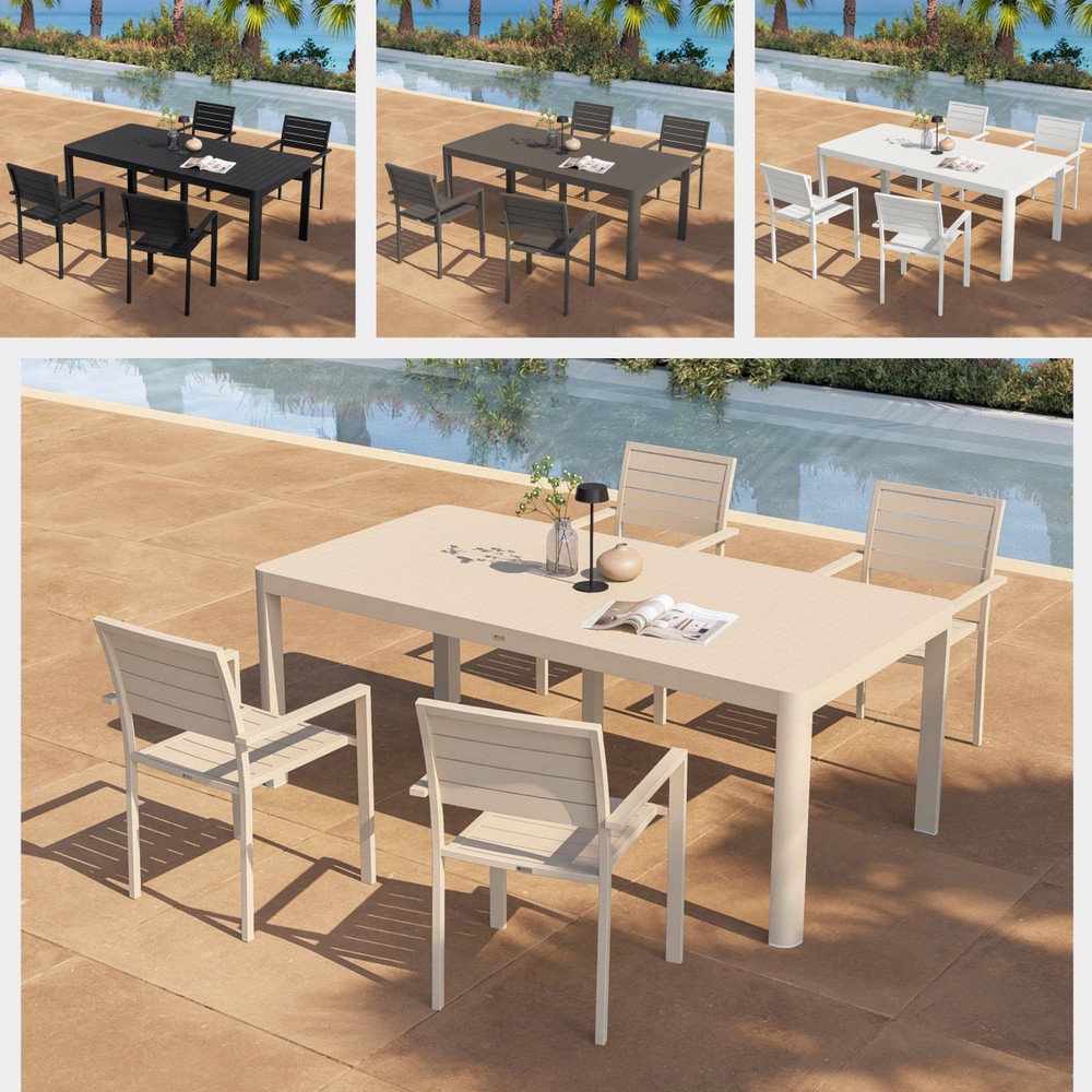 1 Arredo esterno tavolo allungabile 200-320 cm 4 colori con 4 sedie incluse TV063