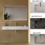 Wall-hung HPL washbasin 60, 70, 80, 90, 120 cm modern design in 3 colors LV107